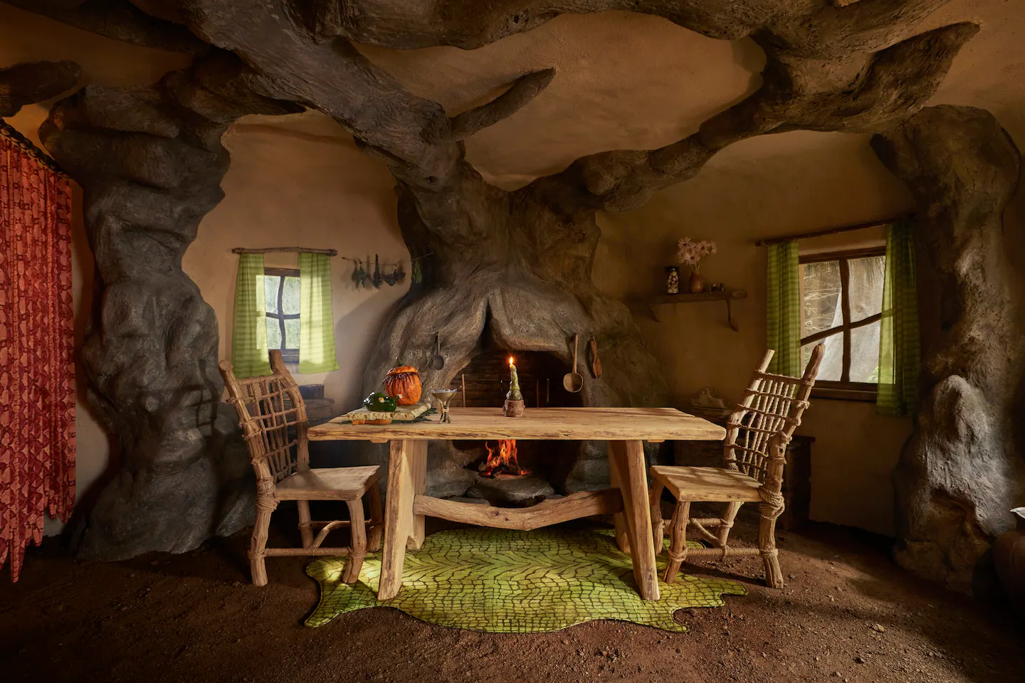 The interior of Shrek's Swamp on Airbnb.