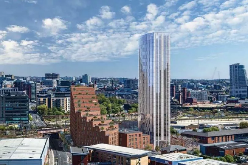 A computer generated image of a new tower block in Leeds.