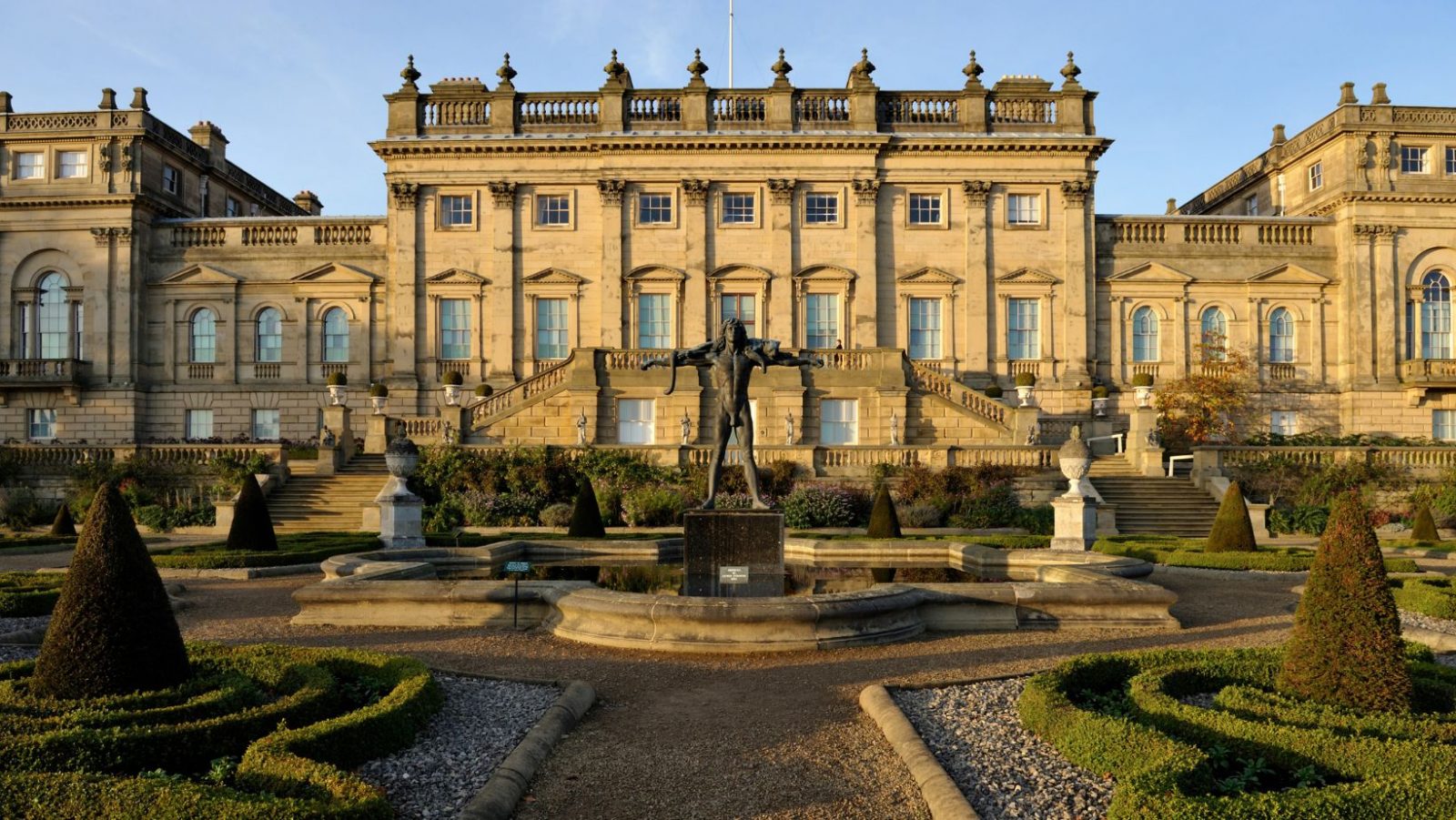 The exterior of Harewood House. 
