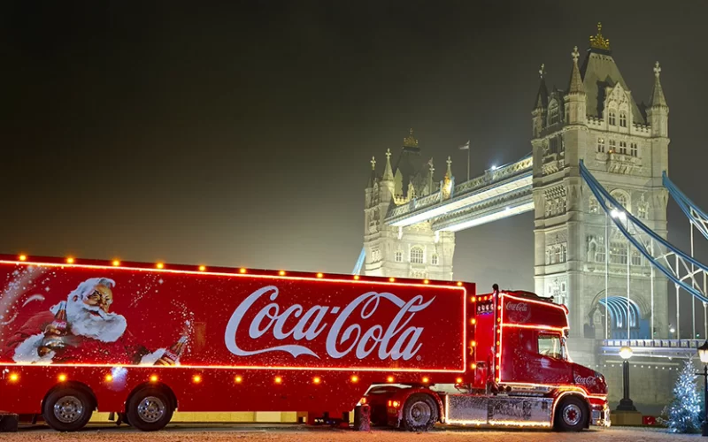 The big Coca Cola truck on London Bridge.