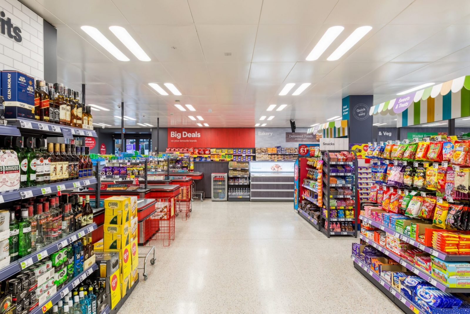 An aisle in Iceland supermarket. 