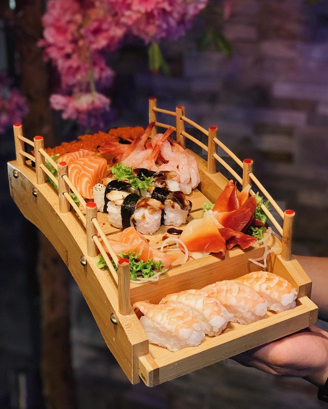 bridge filled with sushi.