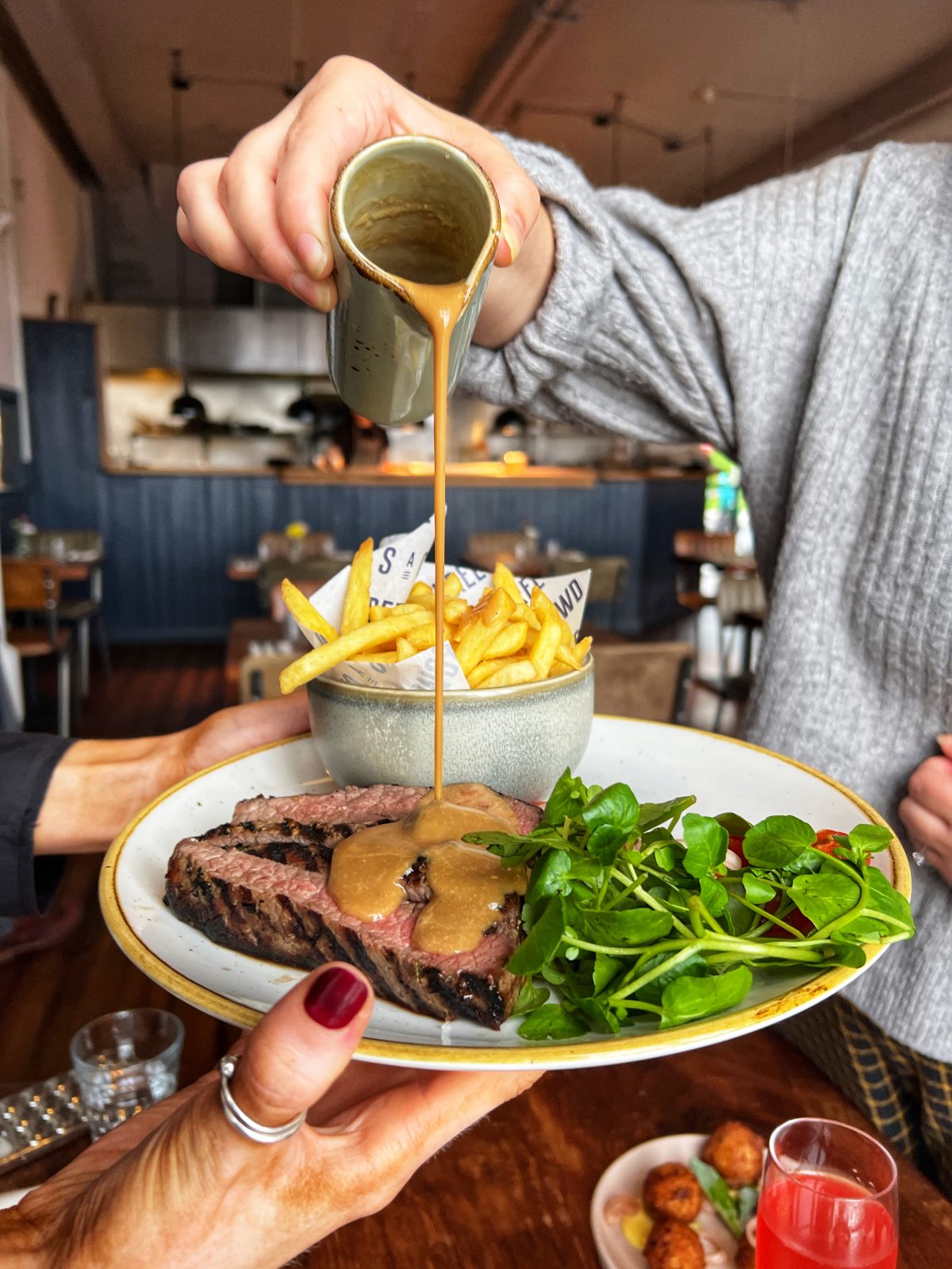 steak and chips.