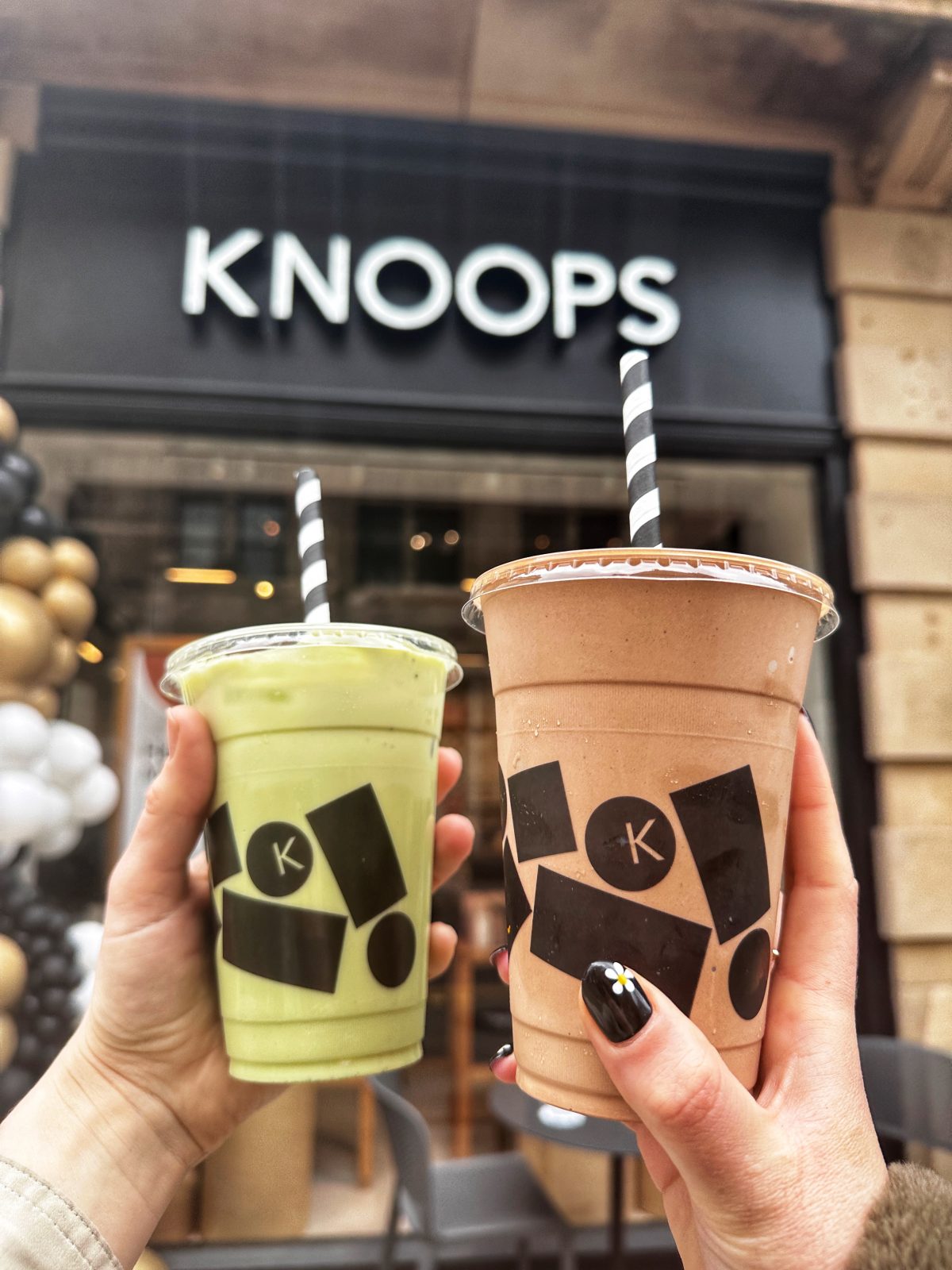 Iced chocolate and matcha from Knoops. 