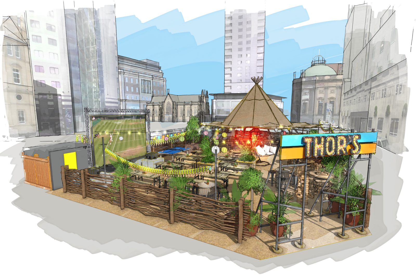 Thor's Tipi is opening a pop-up bar in Leeds City Square. Credit: Supplied