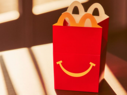 An open Happy Meal box from McDonalds.