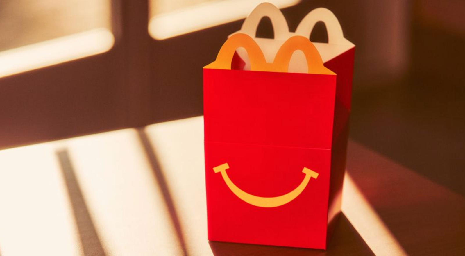 An open Happy Meal box from McDonalds.