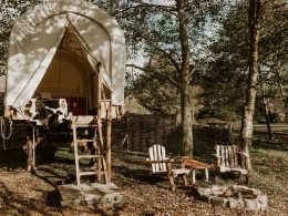 Pondenrosa is a staycation in Yorkshire where you can stay overnight in a wagon. Credit: Canopy and Stars