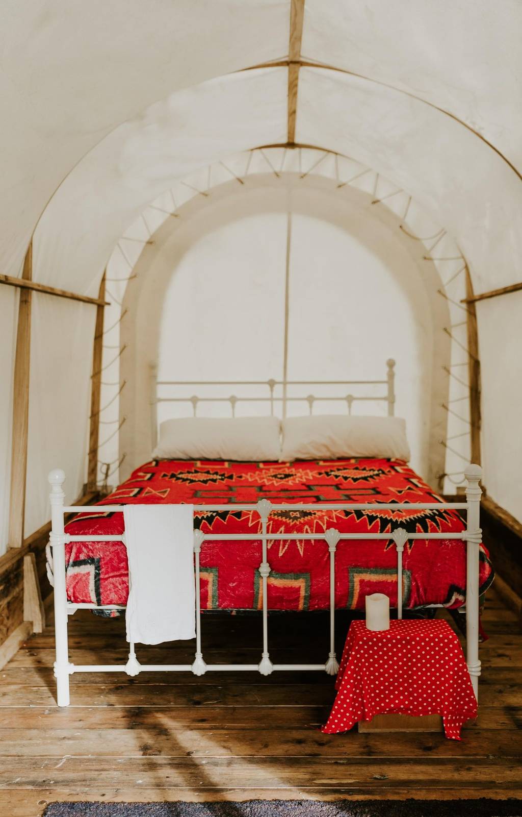 Pondenrosa is a wagon staycation in Yorkshire with a king-size bed. Credit: Canopy and Stars