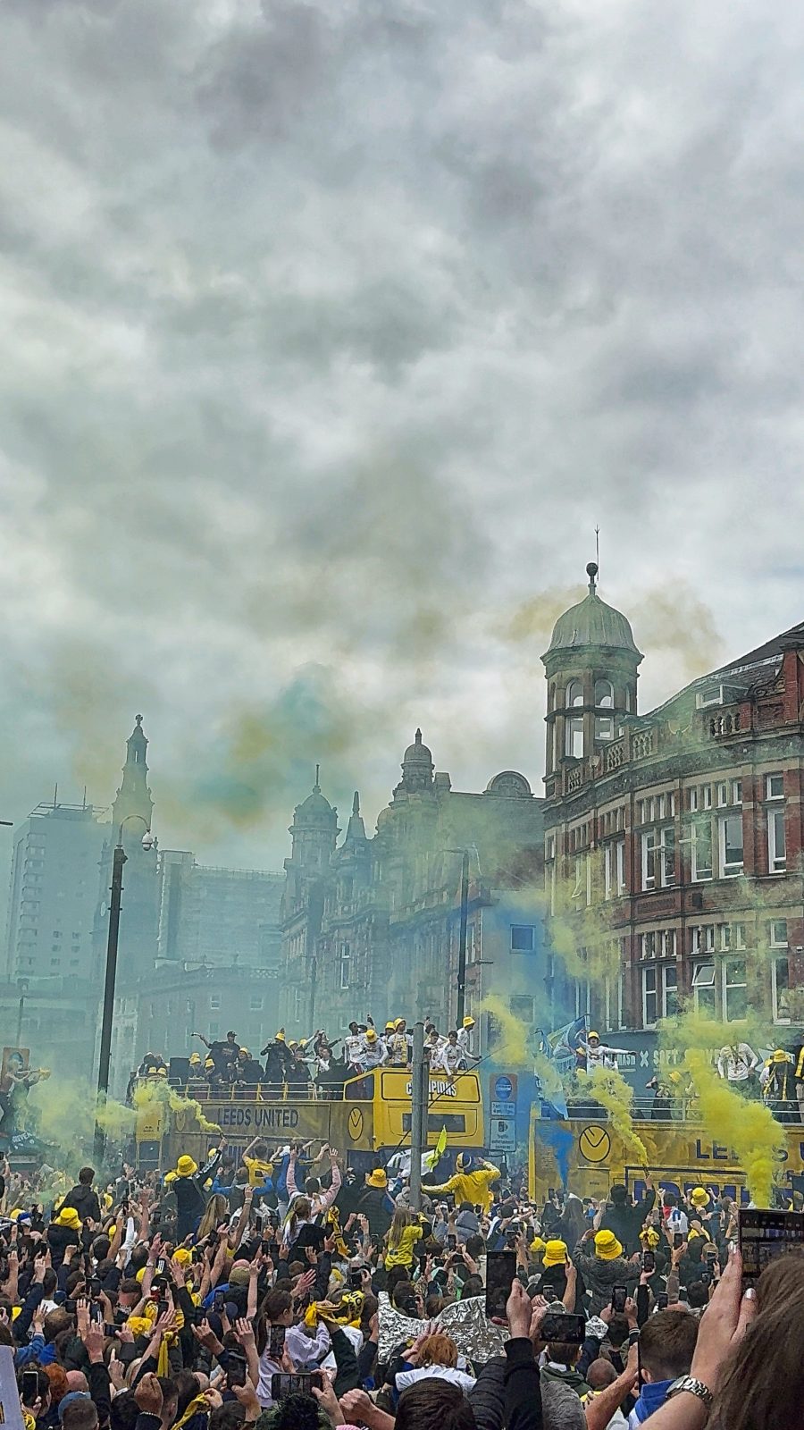 Scenes at the Leeds United parade on Monday