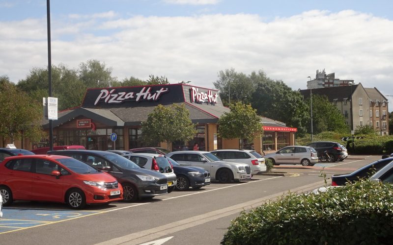 Outside a Pizza Hut