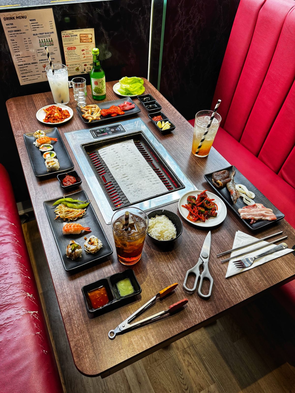 Inside Hama Korean BBQ which serves up marinated meats, hot food buffet and Korea's leading alcoholic drink Soju / Credit: The Hoot Leeds