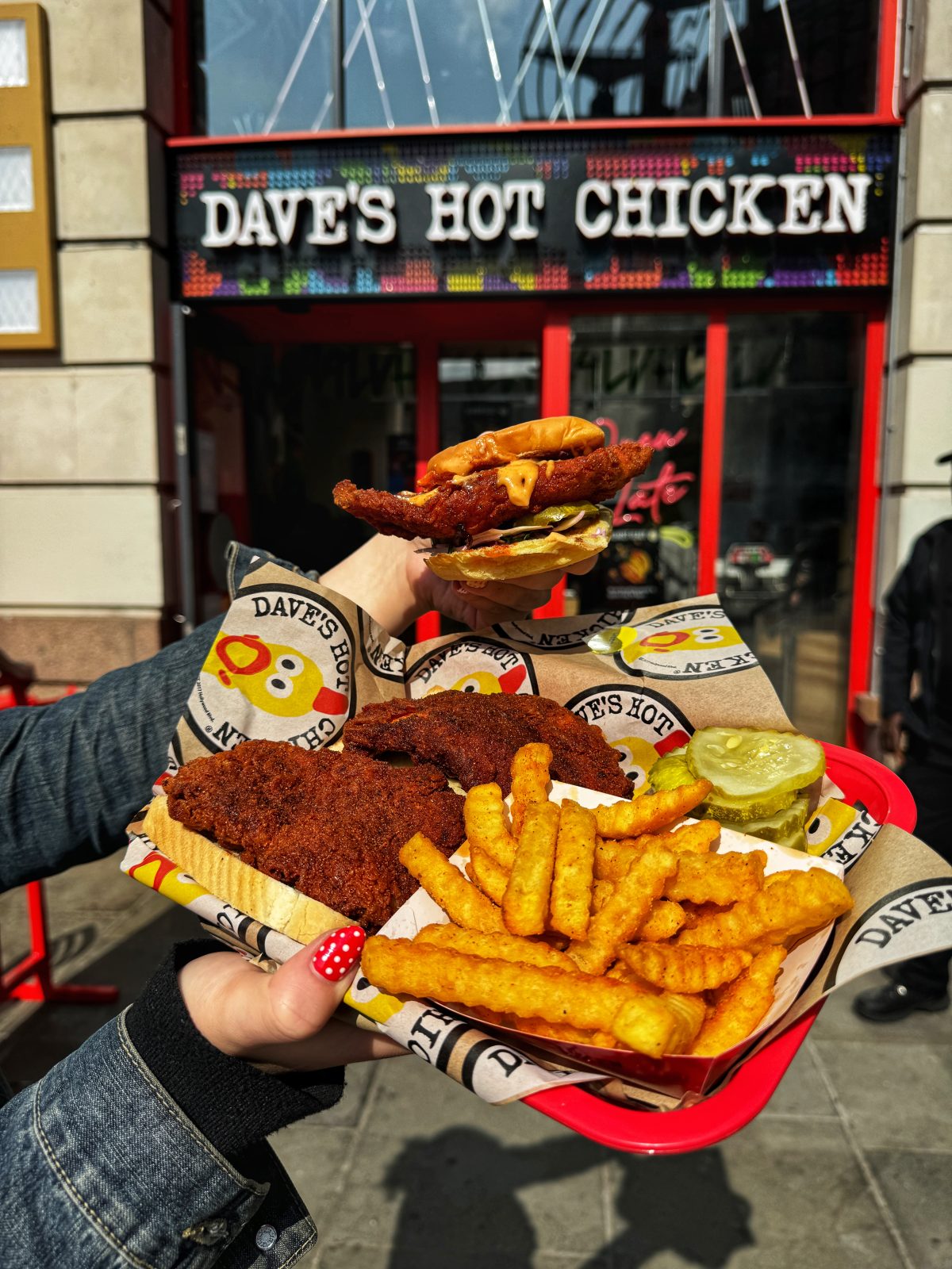 Food from Dave's Hot Chicken. 