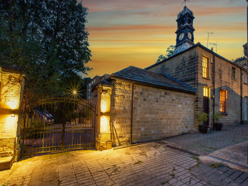 The clock tower over the house