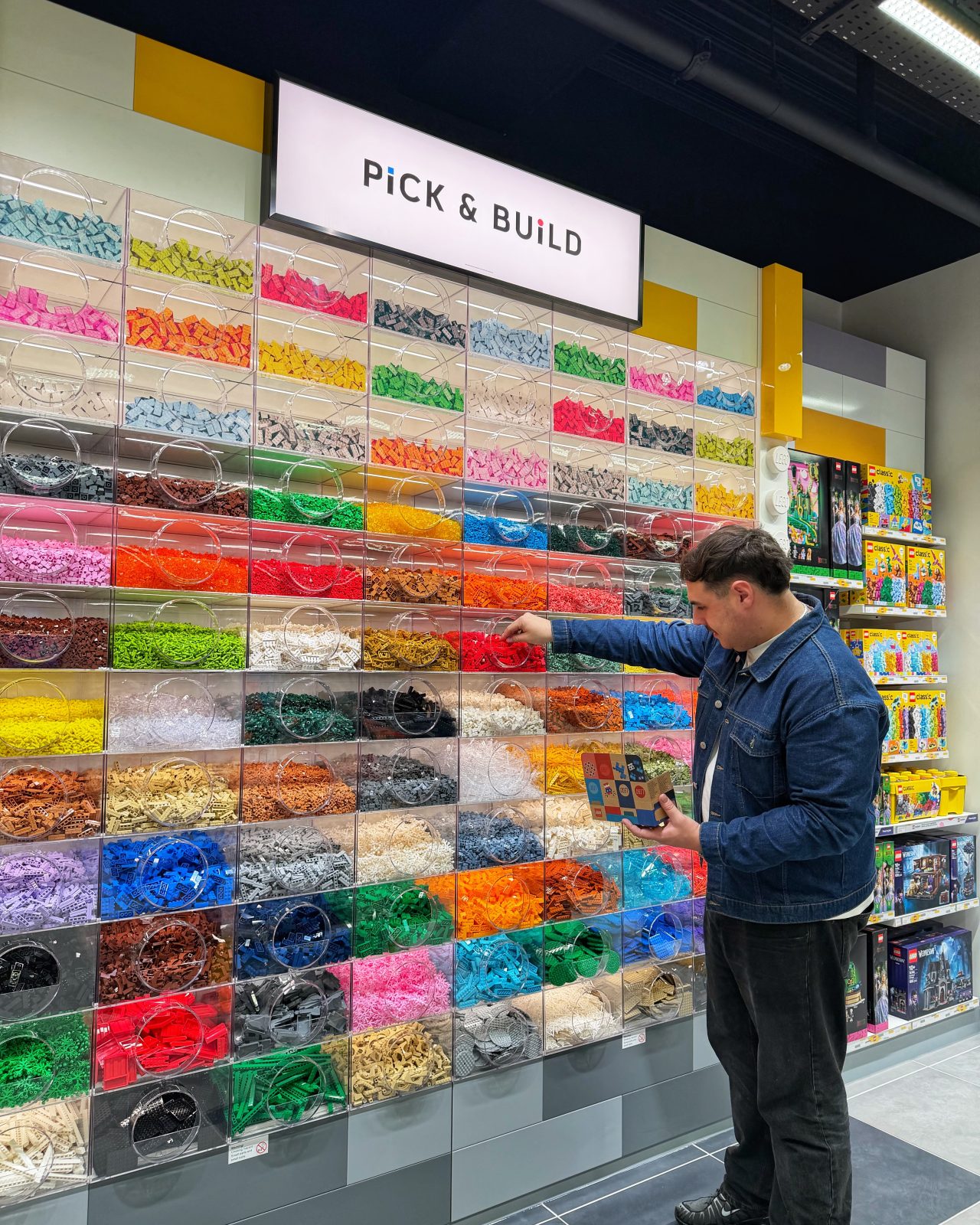 The brick pick'n'mix wall at LEGO Leeds