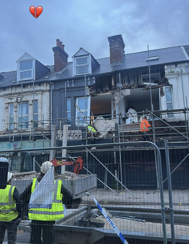 The collapsed building in Sheffield which housed Modelajna Tattoo. Credit: Instagram