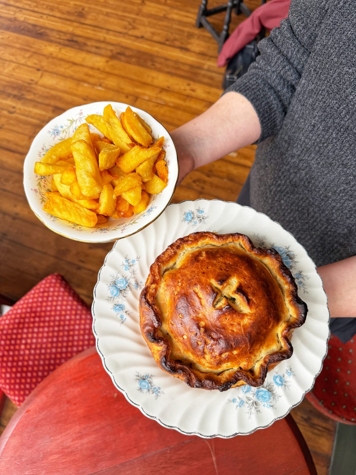 A sharing pie and chips at The Smithfield