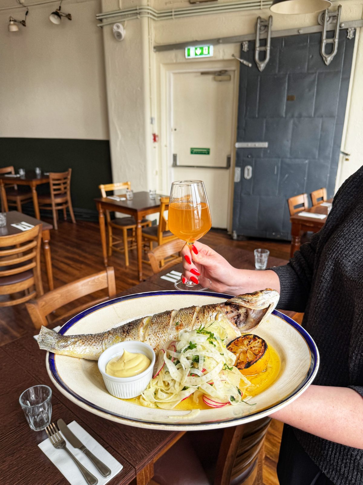 Wild Cornish seabass with kohlrabi, fennel, and chervil - plus an orange wine from Wayward Wines