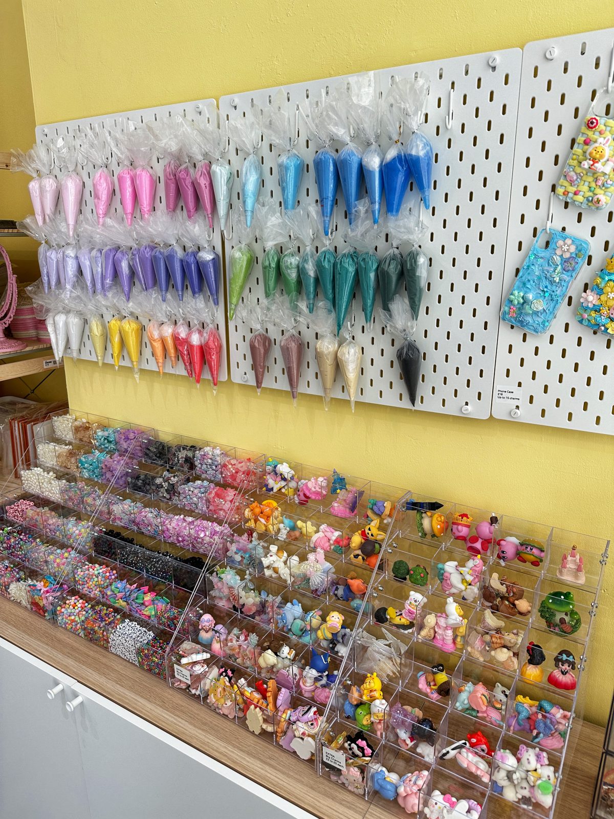 The wall of craft supplies