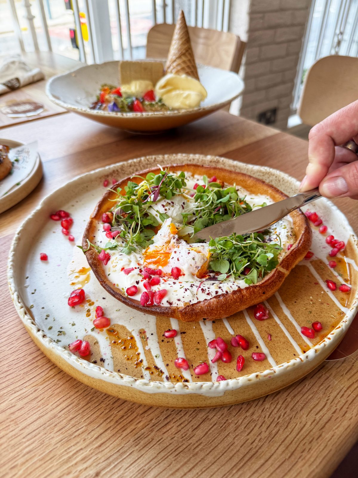 Turkish eggs in a Yorkshire pudding