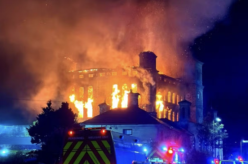Fire tears through historic Yorkshire mill for third time this year