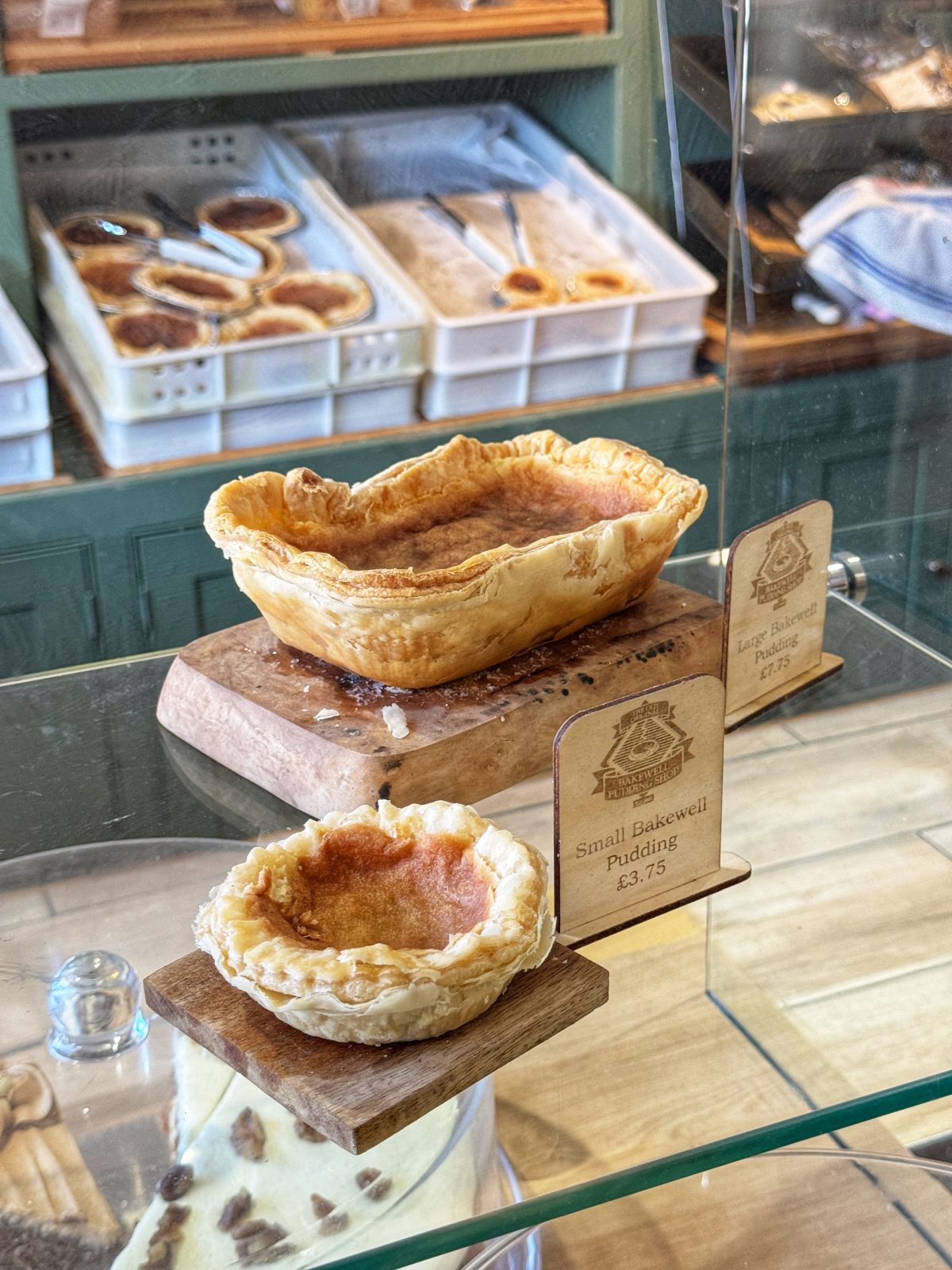 You can pick up both Bakewell puddings and Bakewell tarts here